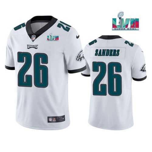 Men & Women & Youth Philadelphia Eagles #26 Miles Sanders White Super Bowl LVII Patch Vapor Untouchable Limited Stitched Jersey